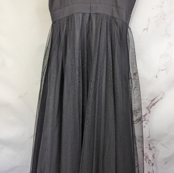 Aidan Mattox Dress Womens 2 Black Gown Formal Evening Tulle Tank Sleeveless Maxi - Picture 8 of 16